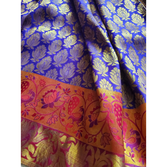 Women Pure Silk Royal Kanjivaram Saree Wedding Party Festive Handloom - Picture 7 of 16